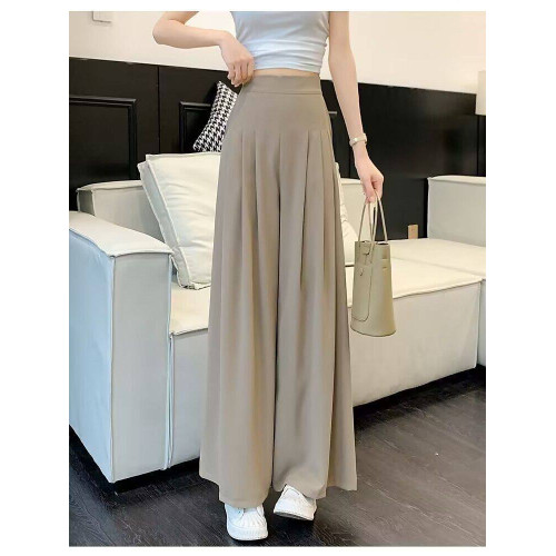 冰絲濶腿褲女2025新款高腰小個子垂感西裝休閒褲夏季薄款寬鬆裙褲