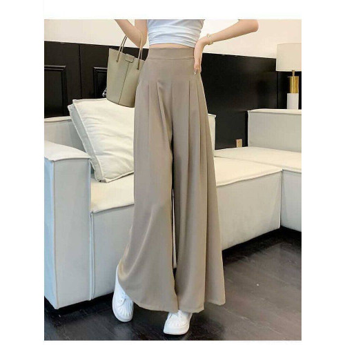 冰絲濶腿褲女2025新款高腰小個子垂感西裝休閒褲夏季薄款寬鬆裙褲