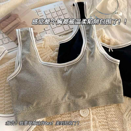 少女內衣發育期初中學生純棉內裡固定一體式文胸運動防震女童背心