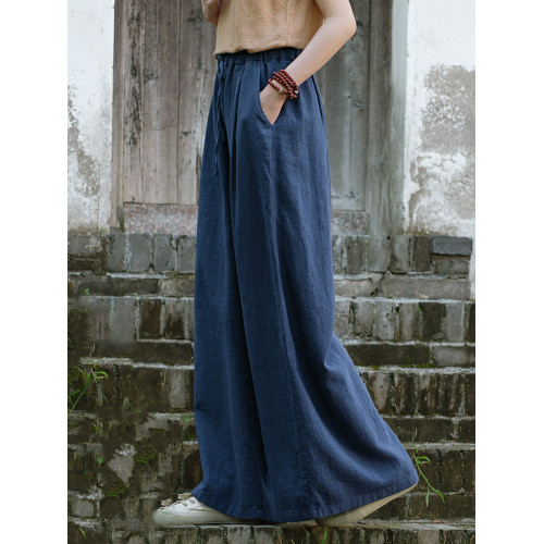 棉麻濶腿褲2026新款寬鬆百搭休閒褲苧麻大擺褲垂感顯瘦女式長褲子