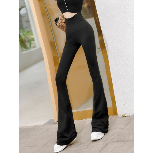 超長喇叭瑜珈褲女高個子馬蹄褲鯊魚黑色超高腰加長版拖地微喇褲子