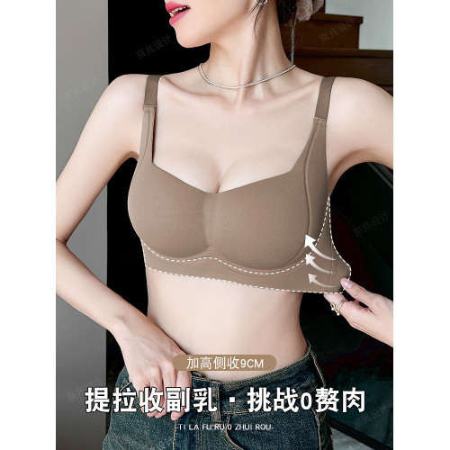貓人內衣女小胸聚攏顯大收副乳無痕無鋼圈軟支撐上托防下垂文胸罩