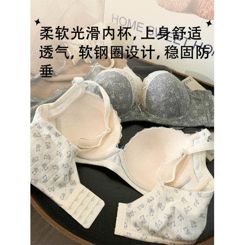 大碼BM風胖MM大胸聚攏上托內衣女士2026新款軟鋼圈防下垂文胸套裝