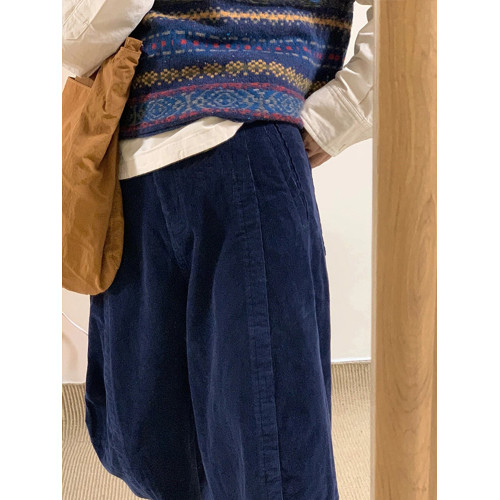 燈芯絨濶腿褲子加絨衛褲女秋冬復古小個子高腰顯瘦寬鬆直筒休閒褲