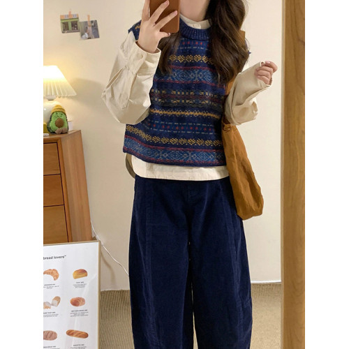 燈芯絨濶腿褲子加絨衛褲女秋冬復古小個子高腰顯瘦寬鬆直筒休閒褲