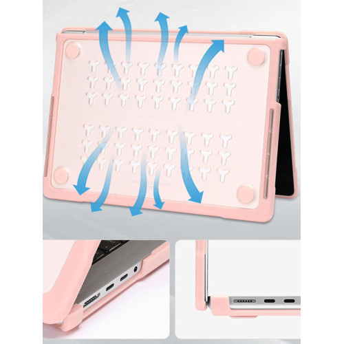 mosiso適用於2026年airm5新款macbook保護殼蘋果pro筆記型電腦保護套硬殼粉色透防摔