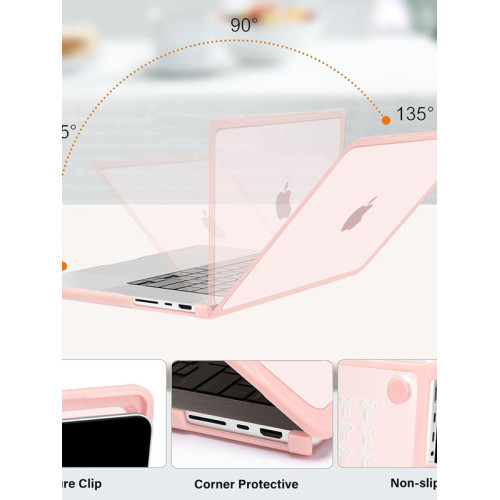 mosiso適用於2026年airm5新款macbook保護殼蘋果pro筆記型電腦保護套硬殼粉色透防摔