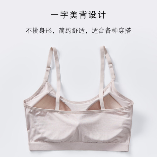 莫代爾小胸聚攏美背細帶內衣女夏季新款抹胸收副乳運動透氣文胸罩