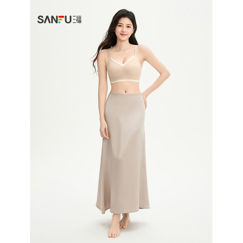 三福 薄B杯無鋼圈聚攏文胸 簡約無感磨毛蕾絲花邊內衣女513361