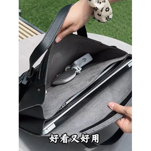 小衆高級感手提電腦包通勤多功能文件袋輕薄皮質適用華爲聯想蘋果Pro13.3寸14寸15.6寸16寸筆記型電腦包