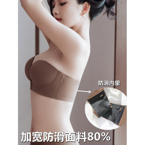 維多利亞前釦無痕無肩帶內衣女隱形文胸防滑聚攏抹胸式無鋼圈美背