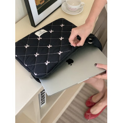 筆記型電腦包14寸2025新款韓國ins風16寸適用蘋果macbookair/pro13蝴蝶結收納包通勤小衆設計感簡約16內膽包