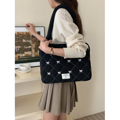 筆記型電腦包14寸2025新款韓國ins風16寸適用蘋果macbookair/pro13蝴蝶結收納包通勤小衆設計感簡約16內膽包