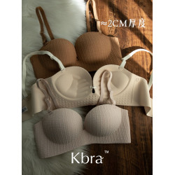 Kbra無痕內衣女小胸聚攏顯大無鋼圈上托收副乳防外擴一片式文胸