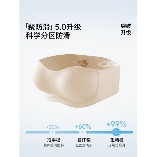 草本初色無肩帶內衣女防滑小胸聚攏抹胸美背隱形無痕收副乳裹胸罩