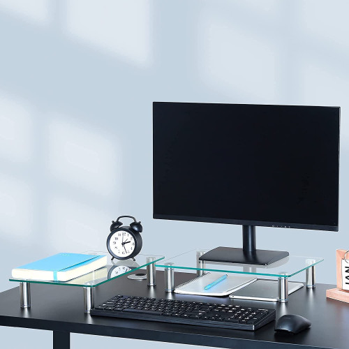 鋼化玻璃耐高溫拼豆增高架可升降螢幕底座辦公室桌面顯示屏墊高架