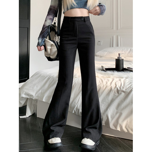 卡其色垂感西裝褲春季女褲子2025新款高腰直筒微喇叭褲小個子長褲