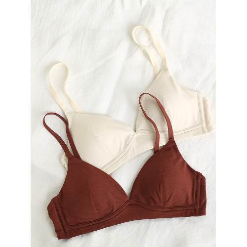 內衣狂世家舒適深V美背無痕簡約大胸顯小莫代爾親膚少女透氣文胸