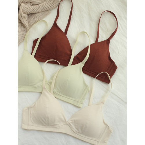 內衣狂世家舒適深V美背無痕簡約大胸顯小莫代爾親膚少女透氣文胸