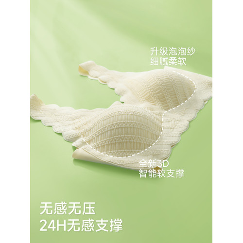 貓人無痕內衣女士小胸聚攏防下垂透氣蕾絲美背背心式一體文胸罩TY