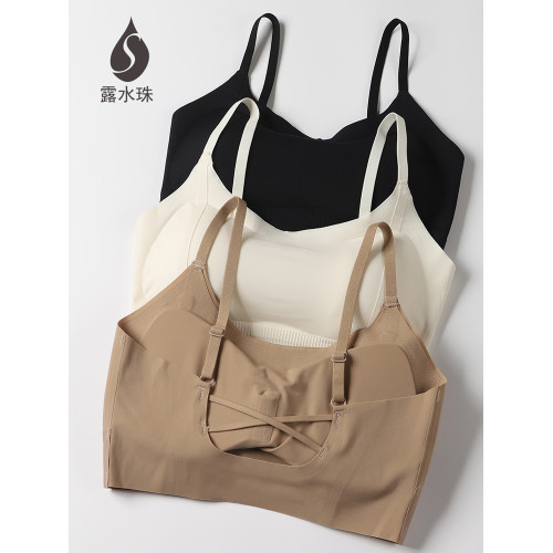 露水珠無痕粉底液美背內衣交叉吊帶小胸顯大加厚運動背心一體文胸