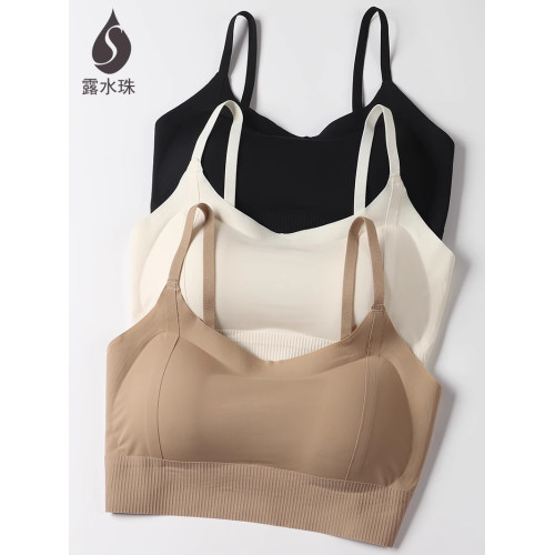 露水珠無痕粉底液美背內衣交叉吊帶小胸顯大加厚運動背心一體文胸