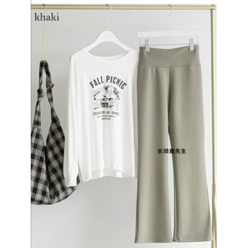 2023年春季新款韓國東大門直郵 apage寬腰松緊腰舒適微喇直筒褲