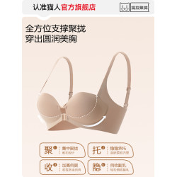 貓人前釦內衣女小胸聚攏顯大收副乳防下垂隱形無痕美背粉底液文胸