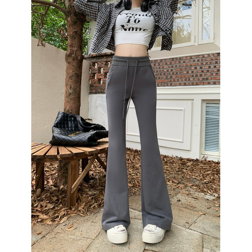 小個子145cm百搭美式辣妹運動休閒喇叭褲女150顯瘦直筒微喇叭褲子