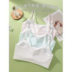 兒童內衣女學生初中女本命年13嵗大紅純棉女孩背心固定杯少女文胸