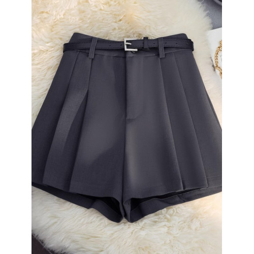 2024春夏新款西裝短褲女寬鬆高腰A字百褶褲裙休閒顯瘦濶腿短褲子