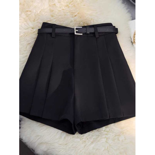 2024春夏新款西裝短褲女寬鬆高腰A字百褶褲裙休閒顯瘦濶腿短褲子