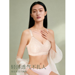 內衣女夏季薄款文胸罩無鋼圈大碼大胸顯小聚攏調整型收副乳防下垂