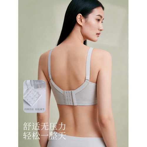內衣女夏季薄款文胸罩無鋼圈大碼大胸顯小聚攏調整型收副乳防下垂