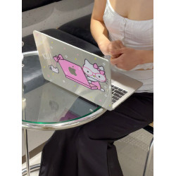 汪三嵗「工作女王」HelloKitty可愛拼豆風辣妹風MacBook保護殼蘋果筆電殼2025款M4pro14寸16寸air13寸M1M2