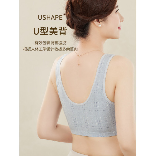 媽媽內衣女士前釦文胸無鋼圈聚攏乳罩中老年專用婦女純棉大碼胸罩