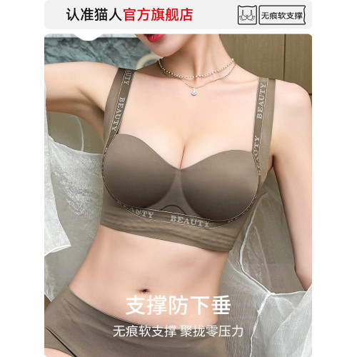 貓人內衣女小胸聚攏收副乳防下垂2025新款固定杯無鋼圈無痕文胸罩