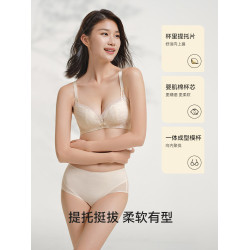 都市麗人小花心棠梨花內衣女小胸聚攏防下垂蕾絲透氣文胸無鋼圈