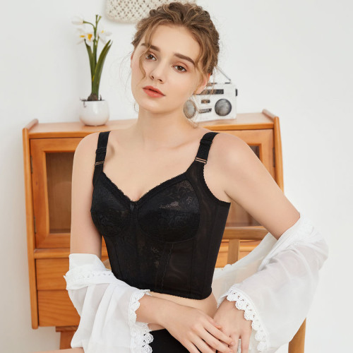 美容院無鋼圈調整型收副乳收胃大胸顯小全罩杯長文胸美背薄款內衣