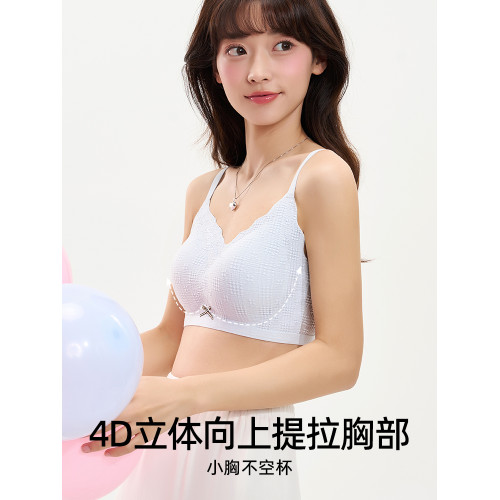 貓人內衣女高中大學生小胸聚攏無鋼圈收副乳定型杯裸感少女文胸