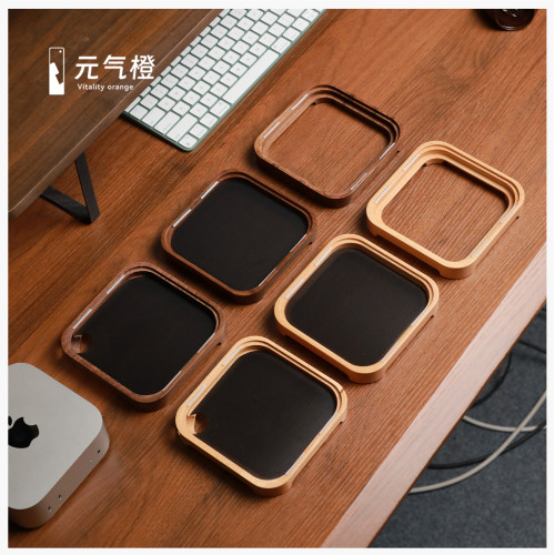 2024 Apple macmini M4防塵底座蘋果小主機托架北美黑胡桃木支架