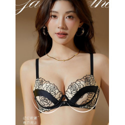 無痕蕾絲內衣小胸聚攏收副乳無鋼圈調整型高檔文胸