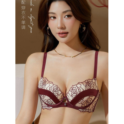 無痕蕾絲內衣小胸聚攏收副乳無鋼圈調整型高檔文胸