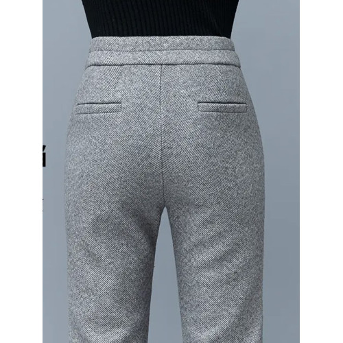 加絨加厚毛呢微喇褲女秋冬2026新款褲子高腰顯瘦時尚保暖休閒褲