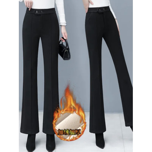 加絨加厚毛呢微喇褲女秋冬2026新款褲子高腰顯瘦時尚保暖休閒褲