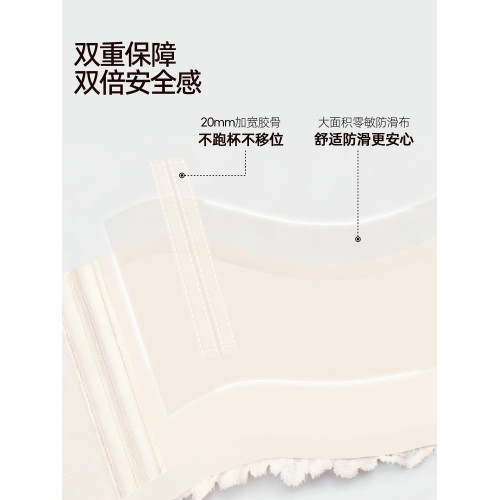 好奇蜜斯無肩帶內衣防滑女抹胸裹胸文胸罩套裝薄蕾絲大胸顯小美背
