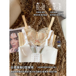 超薄款蕾絲內衣女無鋼圈大胸顯小全罩杯收副乳聚攏大碼防下垂文胸