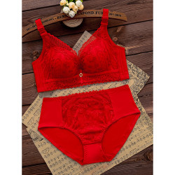本命年紅色內衣內褲套裝女結婚新娘小胸罩聚攏無鋼圈文胸2026