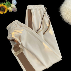 歐貨百搭運動大碼300斤男女春夏束腳哈倫寬鬆顯瘦休閒高腰衛褲ins