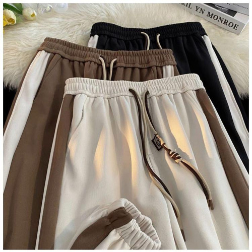 歐貨百搭運動大碼300斤男女春夏束腳哈倫寬鬆顯瘦休閒高腰衛褲ins